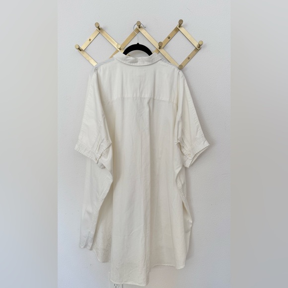 R13 Oversized Boxy Button Up Dress White Asymmetrical Hem Size Large - Picture 8 of 8